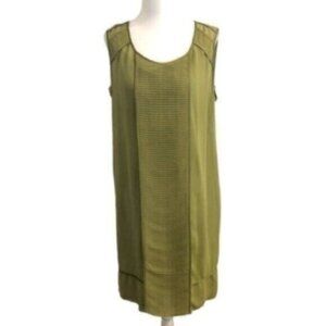 Kenneth Cole Green Pleated Slip Dress Medium